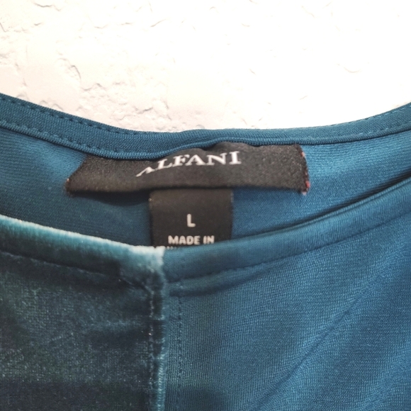 Alfani 🩵 Teal Jewel Toned Asymmetrical Velvet Dress - Picture 2 of 4